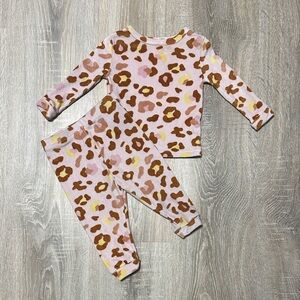 Joe Fresh Pink and Brown Animal Print Pajama Set